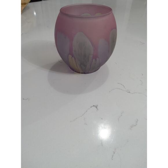 Vintage Rueven Nouveau Art Glass Hand Painted Drip Satin  Vintage Reuvan Art Nouveau satin glass vase